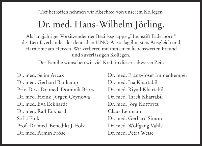  Traueranzeige für Hans-Wilhelm Jörling vom 22.01.2016 aus Neue Westfälische