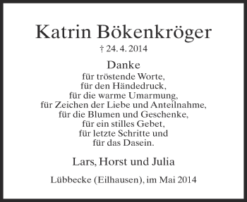 Traueranzeige von Katrin Bökenkröger von Neue Westfälische