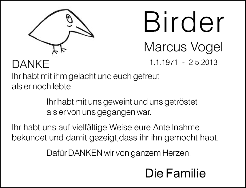  Traueranzeige für Marcus Vogel vom 15.06.2013 aus Neue Westfälische