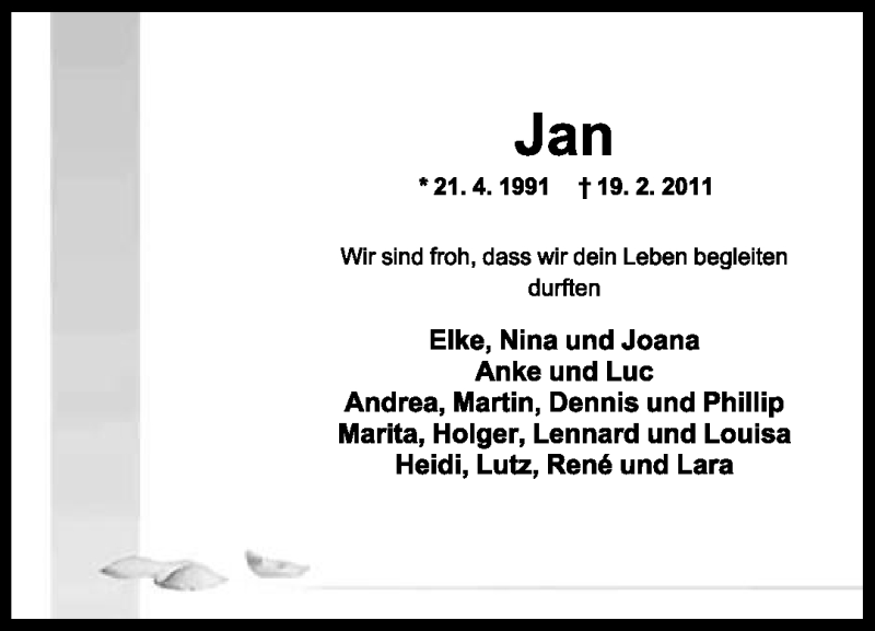  Traueranzeige für Jan Murche vom 22.02.2011 aus Neue Westfälische