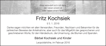Traueranzeige von Fritz Kochsiek