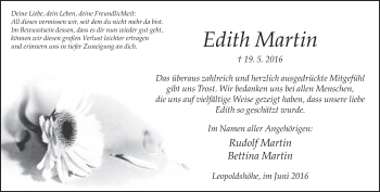Traueranzeige von Edith Martin