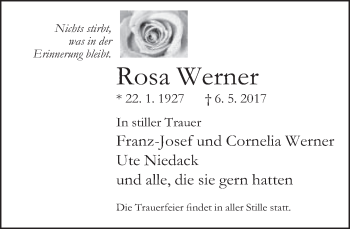 Traueranzeige von Rosa Werner