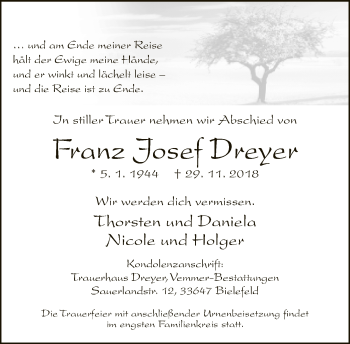 Traueranzeige von Franz Josef Dreyer