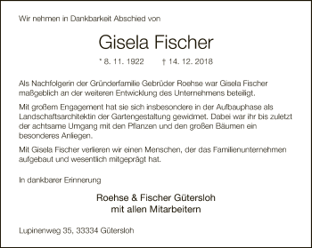 Traueranzeige von Gisela Fischer