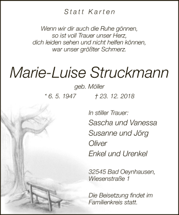 Traueranzeige von Marie-Luise Struckmann
