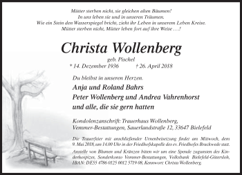 Traueranzeige von Christa Wollenberg