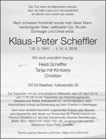 Traueranzeige von Klaus-Peter Scheffler