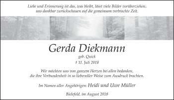 Traueranzeige von Gerda Diekmann