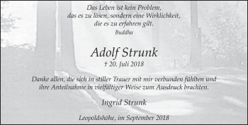Traueranzeige von Adolf Strunk