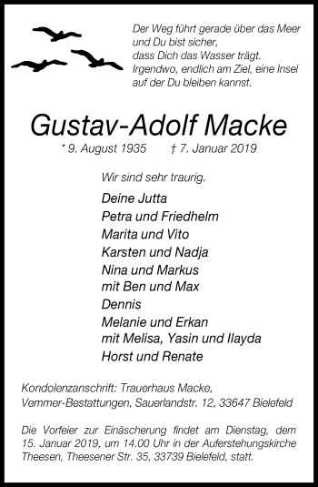 Traueranzeige von Gustav-Adolf Macke