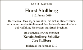 Traueranzeige von Horst Stollberg