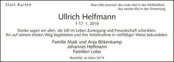Traueranzeige von Ullrich Helfmann