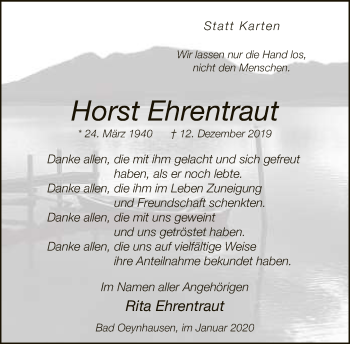 Traueranzeige von Horst Ehrentraut