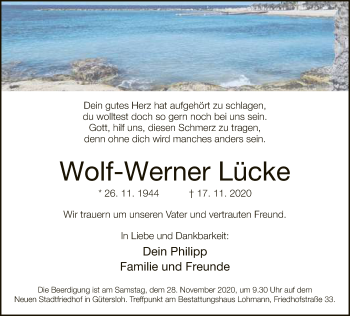 Traueranzeige von Wolf-Werner Lücke