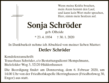 Traueranzeige von Sonja Schröder