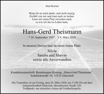 Traueranzeige von Hans-Gerd Theismann