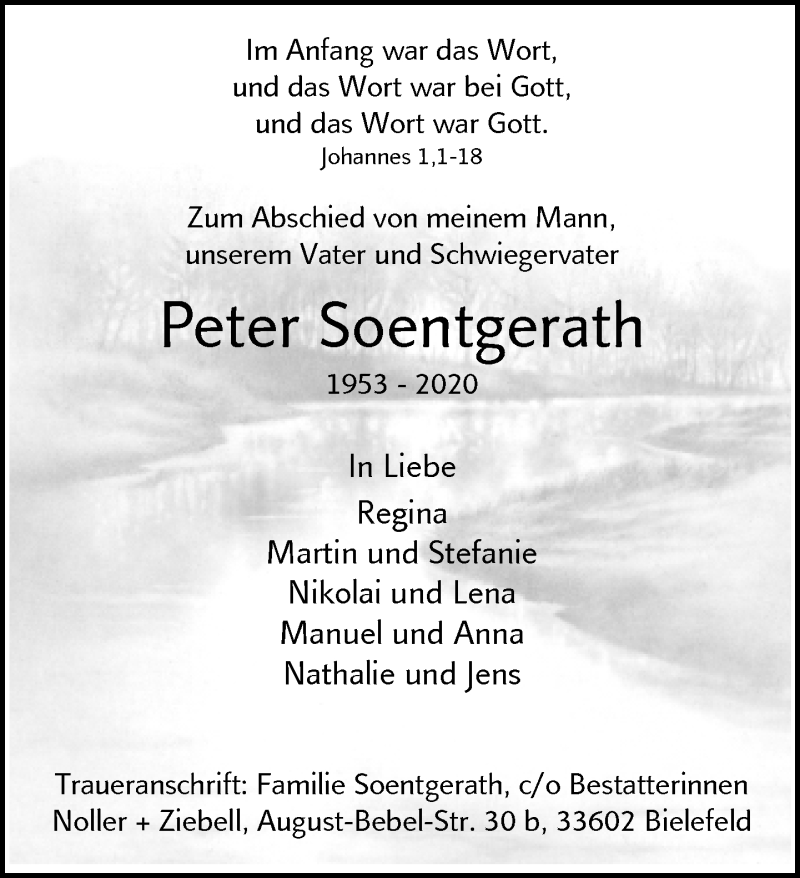 Traueranzeige für Peter Soentgerath vom 30.05.2020 aus Neue Westfälische