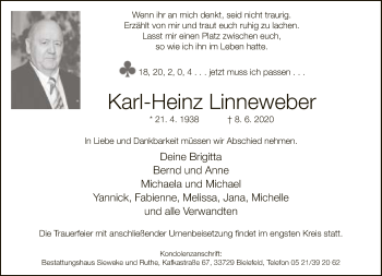 Traueranzeige von Karl-Heinz Linneweber