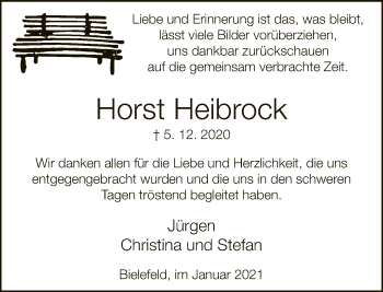Traueranzeige von Horst Heibrock