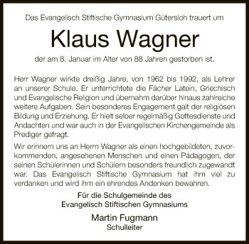 Traueranzeige von Klaus Wagner