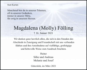Traueranzeige von Magdalena Fölling
