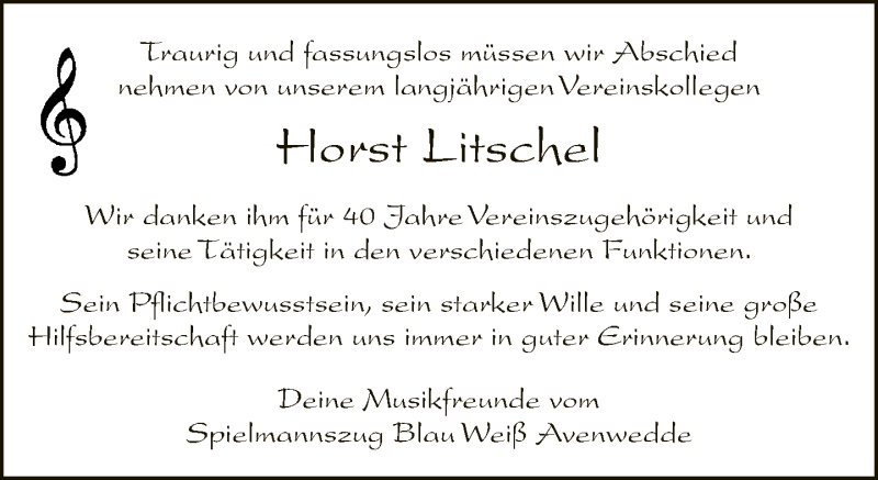  Traueranzeige für Horst Litschel vom 02.04.2021 aus Neue Westfälische