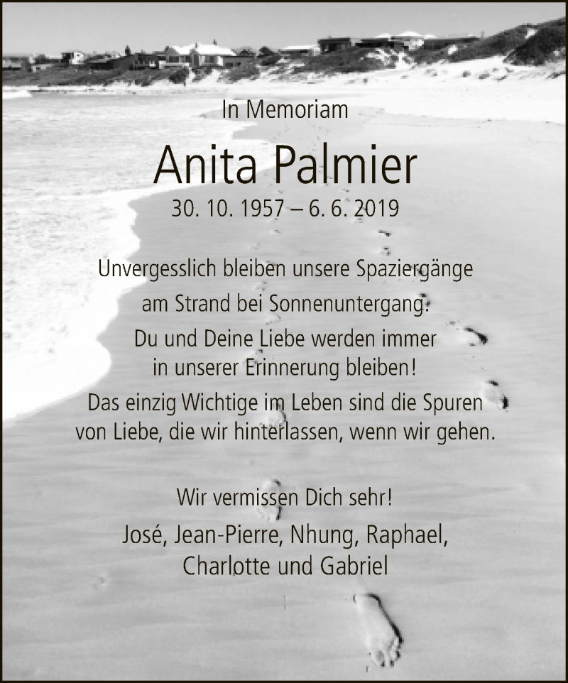  Traueranzeige für Anita Palmier vom 05.06.2021 aus Neue Westfälische