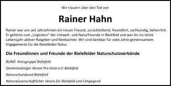 Traueranzeige von Rainer Hahn