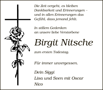 Traueranzeige von Birgit Nitsche