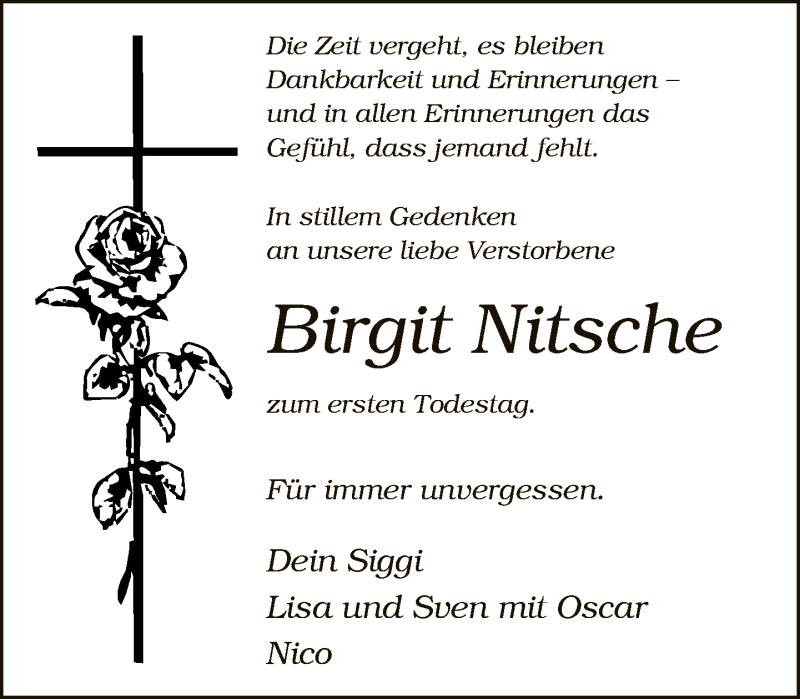  Traueranzeige für Birgit Nitsche vom 01.09.2021 aus Neue Westfälische