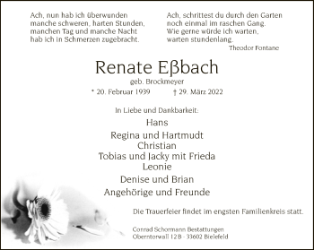 Traueranzeige von Renate Eßbach von Neue Westfälische