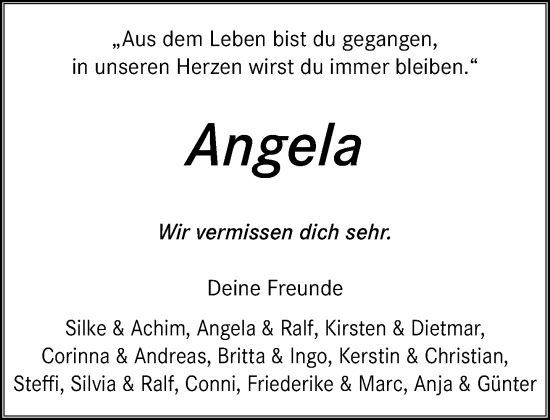 Traueranzeige von Angela  von Neue Westfälische