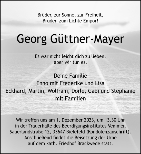 Traueranzeige von Georg Güttner-Mayer