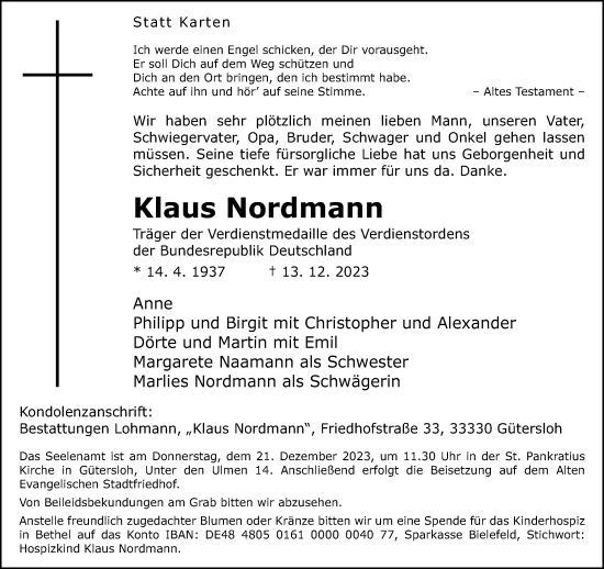 Traueranzeige von Klaus Nordmann