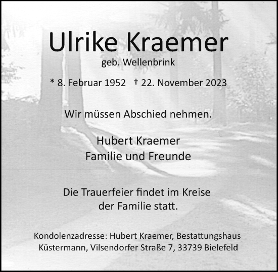 Traueranzeige von Ulrike Kraemer