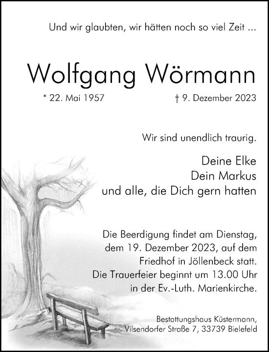 Traueranzeige von Wolfgang Wörmann
