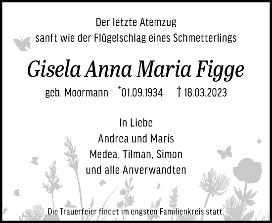 Traueranzeige von Gisela Anna Maria Figge von Neue Westfälische