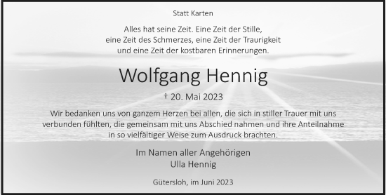 Traueranzeige von Wolfgang Hennig