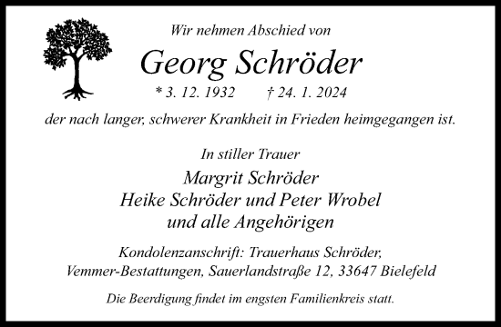 Traueranzeige von Georg Schröder