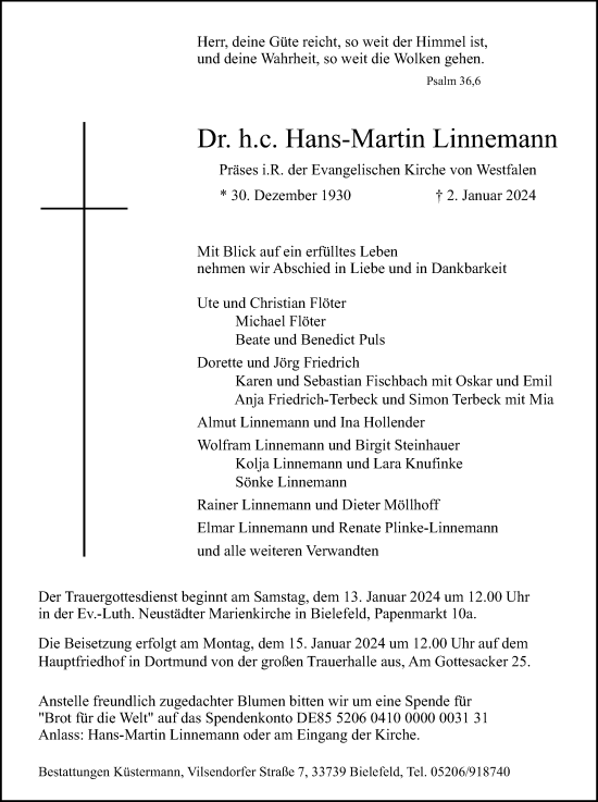 Traueranzeige von Hans-Martin Linnemann