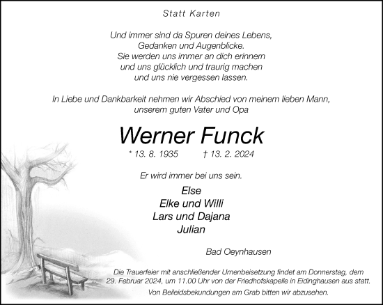 Traueranzeige von Werner Funck