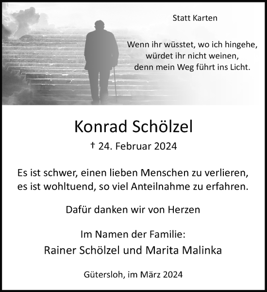 Traueranzeige von Konrad Schölzel